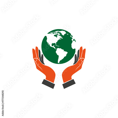 Hands Lifting The Earth: Environmental Care And Global Responsibility Symbol Image