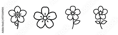 Four charming forget-me-not flower designs simple line art botanical elements