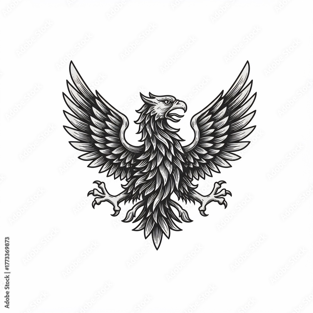 Obraz premium Fierce heraldic eagle with wings outstretched