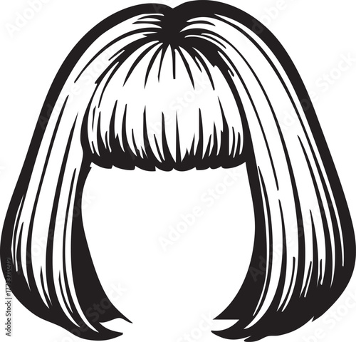 Straight bob with blunt bangs hairstyle
