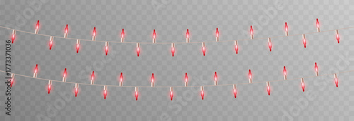 Celebration Red Festival String Lights Transparent Overlay Effect​, Dense Red Fairy Lights Garland Overlay​, Red Holiday String Christmas Light Overlay