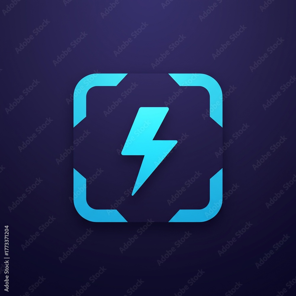 Fototapeta premium A modern blue electric charge icon