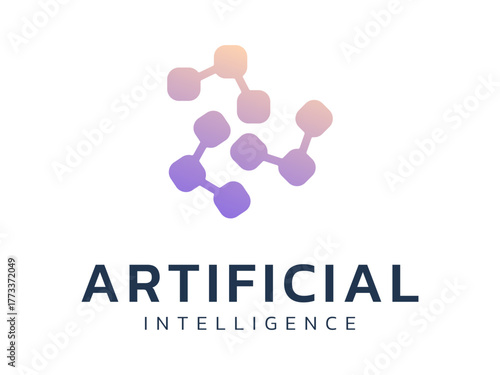 Artificial intelligence with network lines twisted infinity moving technology Analysis logo vector design concept. AI technology logotype symbol for advance technology, ui, identity, automation, web.
