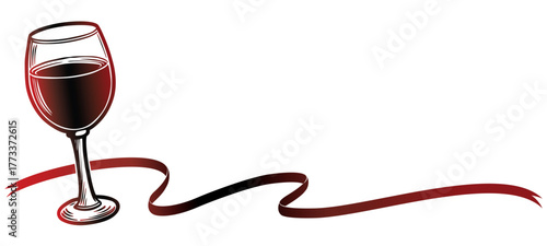 Glass of red wine with ribbon