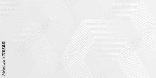 White abstract background with modern digital hexagons in a bright room with line decoration.vector eps10