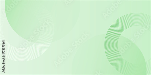 Minimalist soft Abstract Background in Gradient green and white Tones with Circles.