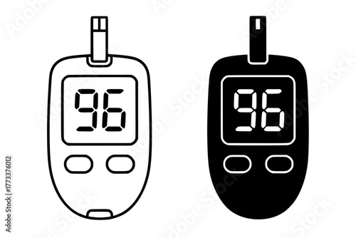Glucometer Vector Illustration, Outline and Silhouette Versions