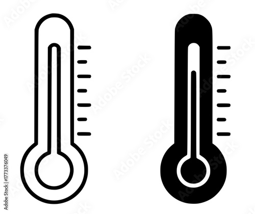 Thermometer Vector Illustration, Outline and Silhouette Versions