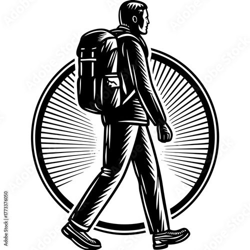 vector illustration of a man with a backpack 