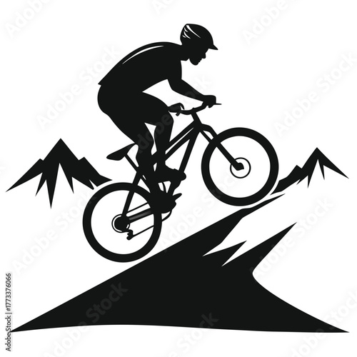 mountain bicyclist silhouette