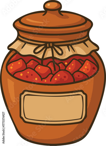 Pickle Preserves in Jar Food Illustration