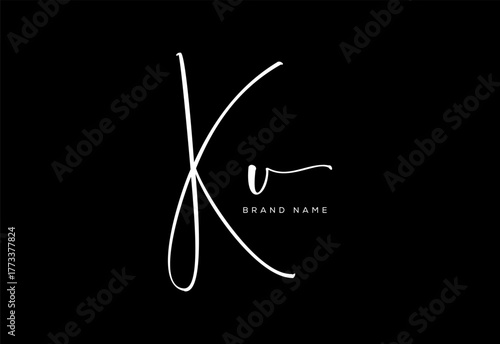 KU letter beauty cursive handwriting logo. vector logo| abstract logo| minimalist logo| brand identity| calligraphy design.