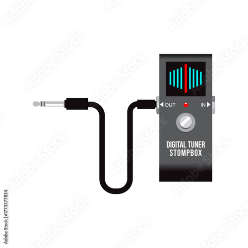 Digital Tuner Stomp Box Guitar Effect Pedal Vector Isolated Background