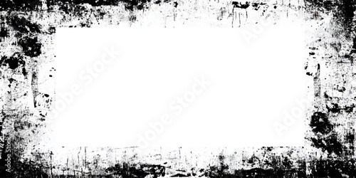 grunge border with various scratches and stains, old stained and scratched grunge border texture background Abstract grunge frame, grungy black and white frame border with paint splashes.