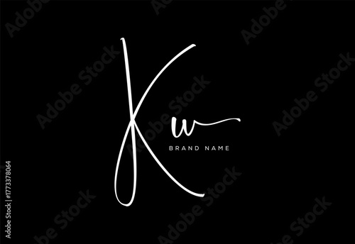 KW letter beauty cursive handwriting logo. vector logo| abstract logo| minimalist logo| brand identity| calligraphy design.