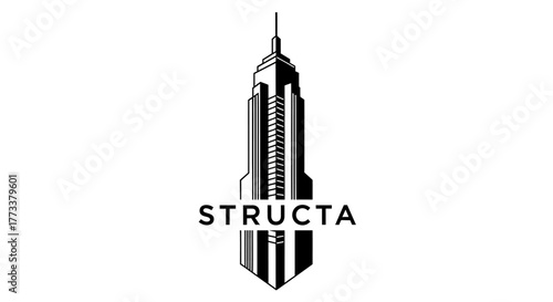 Modern skyscraper logo with transparent background