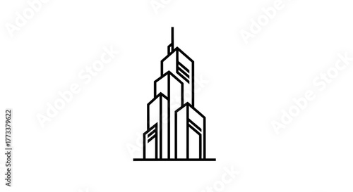 Modern skyscraper outline with transparent background
