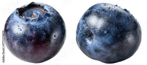 Panel kuchenny z motywem Close-up of two glistening blueberries with dew drops