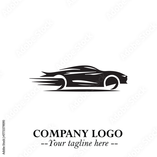 Car Running Fast Logo Symbol in Black on the White Background with Dynamic Speed Design