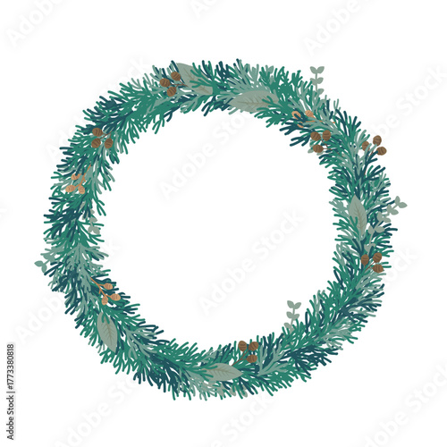 ナチュラルなクリスマスリース　イラスト