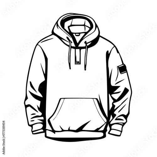 Stylish hooded sweatshirt illustration perfect for fashion design and apparel mockups, cool streetwear