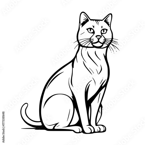 Elegant feline friend illustration, graceful cat silhouette for logos, designs, and creative projects