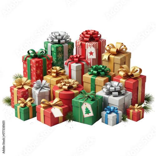 christmas gifts isolated on white