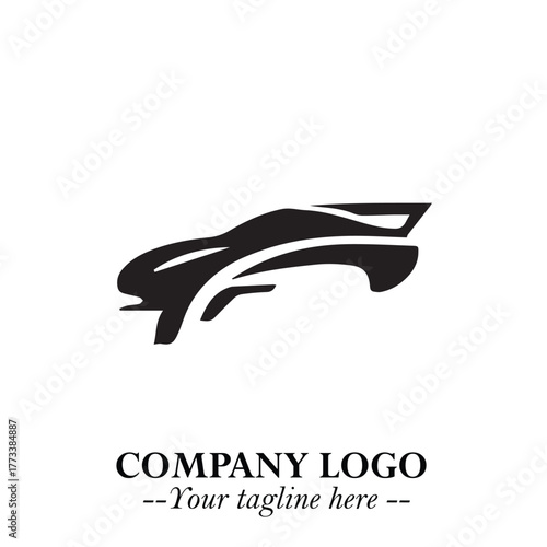 Car Running Fast Logo Symbol in Black on the White Background with Dynamic Speed Design