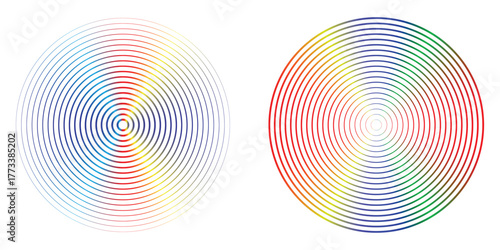 gradient color concentric circles icon vector illustration isolated on transparent background. radar signal or vibration elements. sonar or sound wave ring collection. sound wave rings collections.