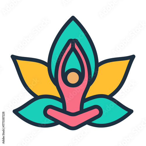 Wellness Retreat Icon - Lineal Color