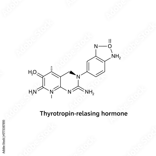 Thyrotropin-releasing hormone molecular structure, biological signaling peptide, neurotransmitter diagram.