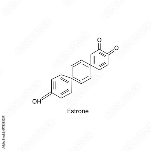 Estrone, a vital steroid hormone, depicted as a detailed molecular chemical structure diagram.