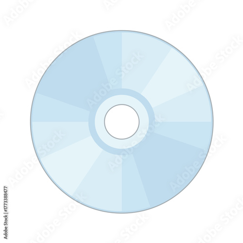 Top Down View of Digital Disc Pale Blue CD or DVD Icon in Flat Design