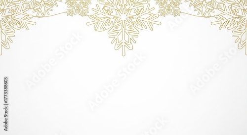 Elegant Golden Ornate Border Design on Pristine White Background, Delicate Festive Foliage Pattern.