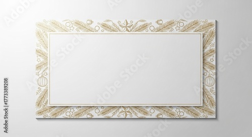 Elegant Symmetrical Frame with Ornate Pastel Green and Beige Patterns on a Light Background.