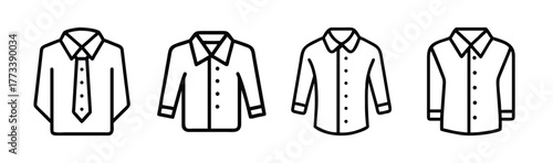 Collection of four outline style dress shirts and one tie for men's fashion