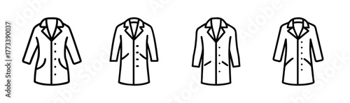 Four duster coats sketches minimalist fashion design elements clothing outlines garment studies