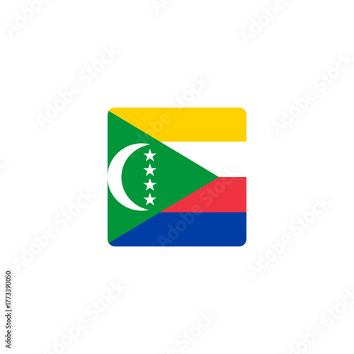 Free Download Square flag of Comoros with rounded corners isolated on a transparent background. Perfect for educational materials, travel content, and national representation design projects - GFXLoad