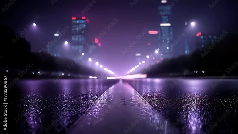 City Night Highway Traffic Light Trails