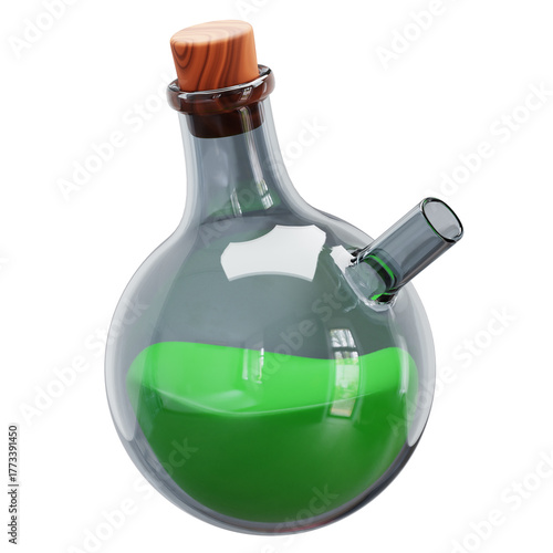 3D distillation flask with Green Liquid