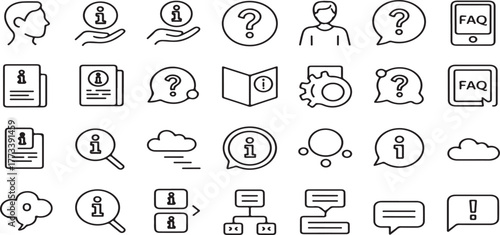 help icons, support icons, FAQ icons, information icons, question mark, query icons, customer service, user icons, profile icon, hand icon, knowledge base, document icons, file icons, manual icon, set