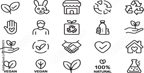 eco-friendly icons, sustainability, vegan vector, organic symbol, natural product, environment icons, recycling, renewable energy, green icons, cruelty-free, bunny logo, hand care, plant growth, sprou