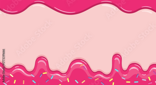 Strawberry Glaze Drips with Sprinkles Pink Sweet Food Background