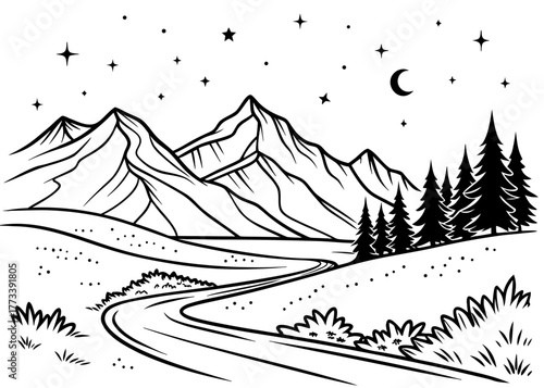hand drawn landscape vector illustration