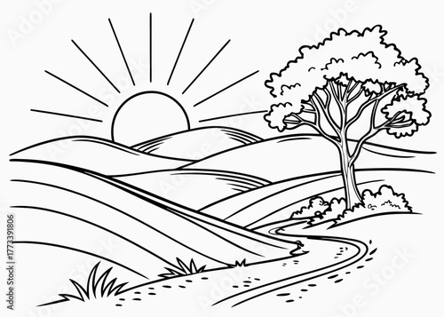 hand drawn landscape vector illustration