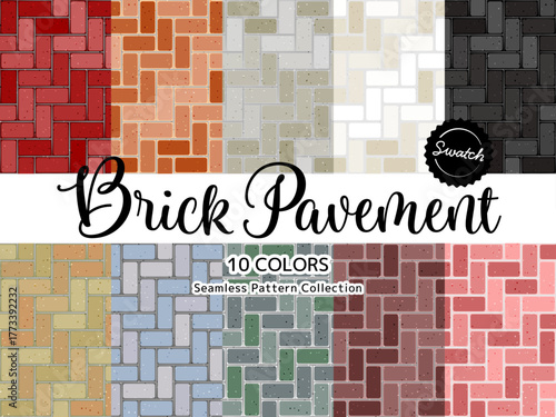 色違いのシームレスパターンのセット レンガ 歩道