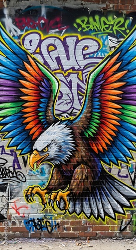 Vibrant Eagle Mural - A Colorful Display of Urban Art.