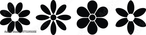 Delicate Floral Silhouettes A Collection of Black Flower Icons