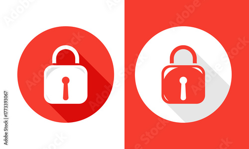 A Modern and Minimalist Padlock Security Icon in Red and White, Perfect for Website Login Pages and Data Protection Concepts