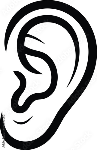 Vector illustration of a human ear, an anatomical depiction symbolizing hearing and sound perception